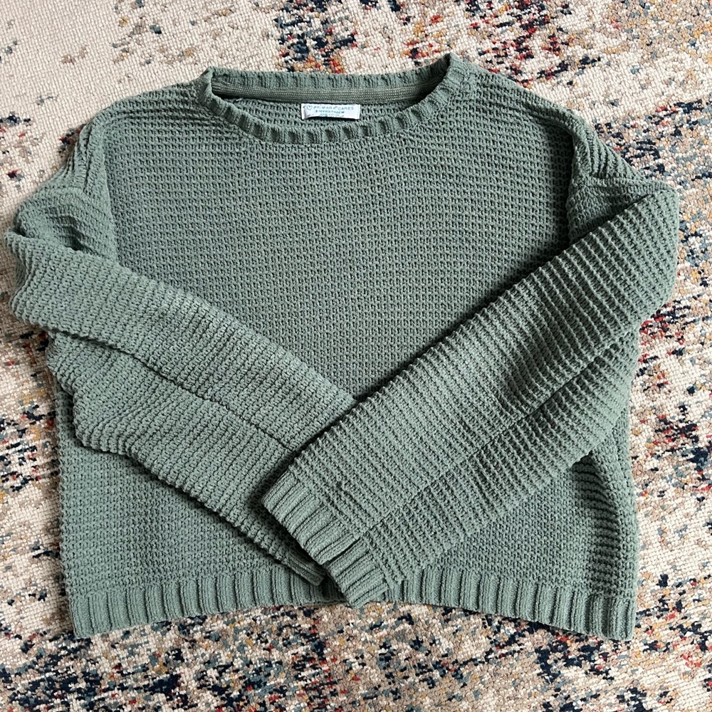 Primark Girl Olive Textured Crew Neck Sweater